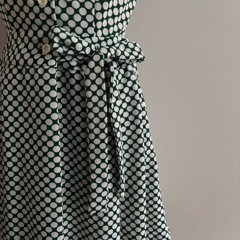 Vintage Green and White Polka Dot Mini Dress - Picture 3 of 12